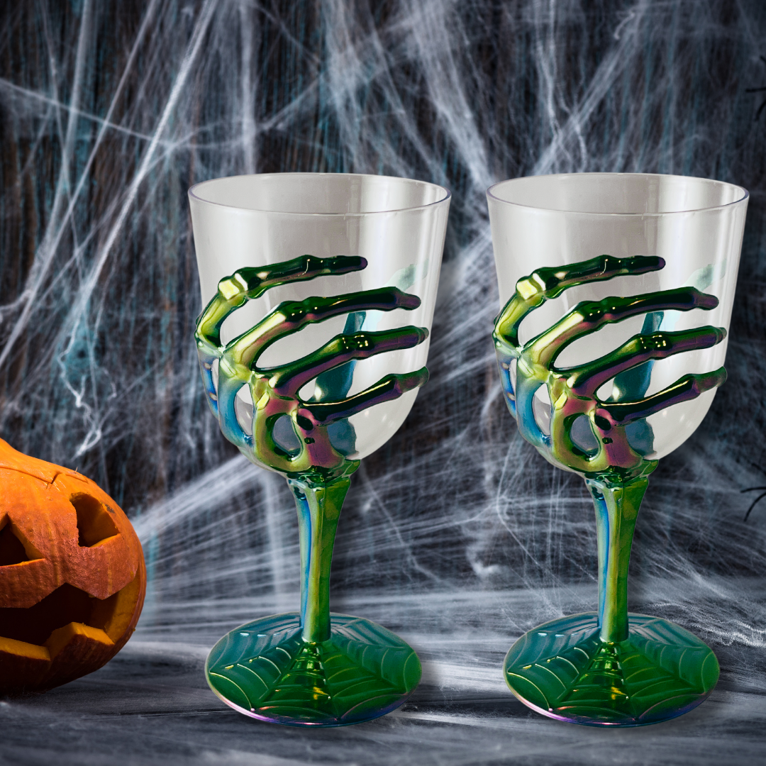 Haunting Iridescent Spooky Skeleton Hand Plastic Goblet