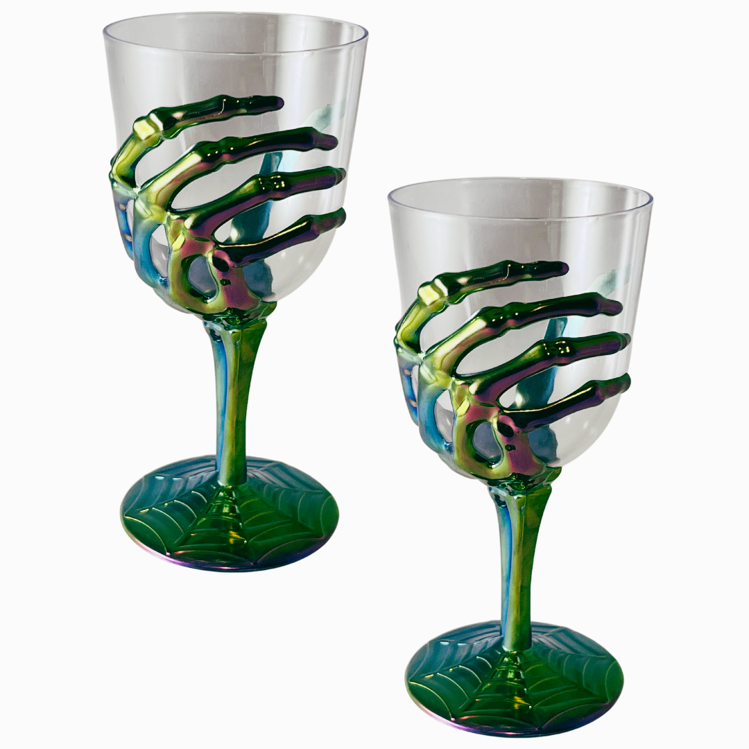 Haunting Iridescent Spooky Skeleton Hand Plastic Goblet