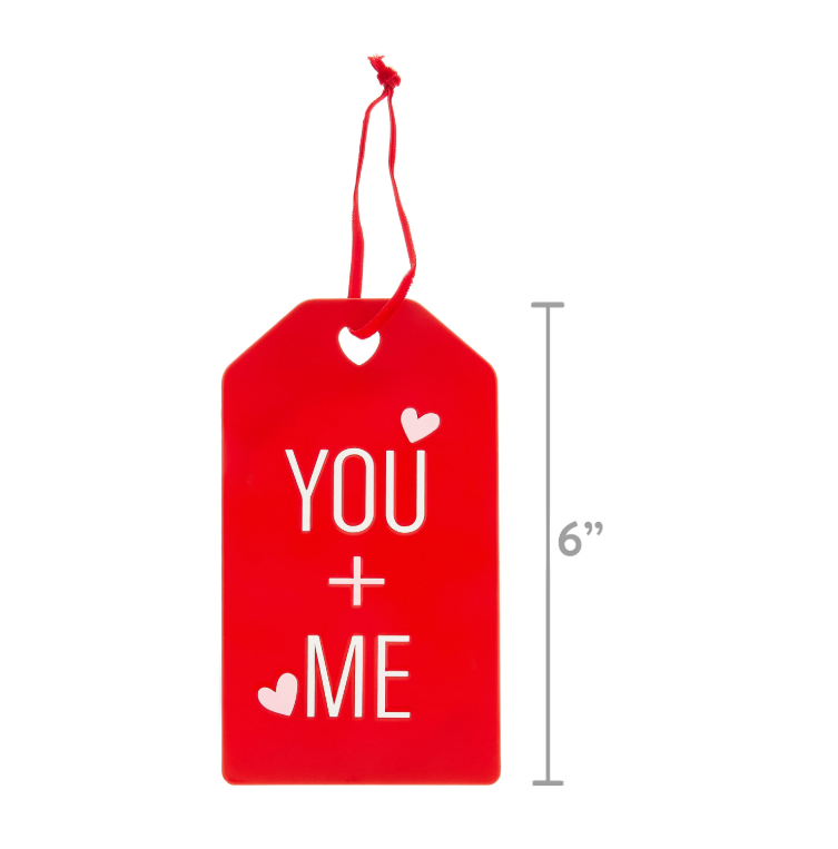 Red and White Metal Gift Tag Hanging Sign, 6"