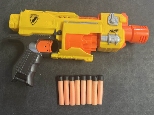 NERF N-Strike Barricade RV-10 Motorized Dart Gun Blaster + 8 Darts (See Video)