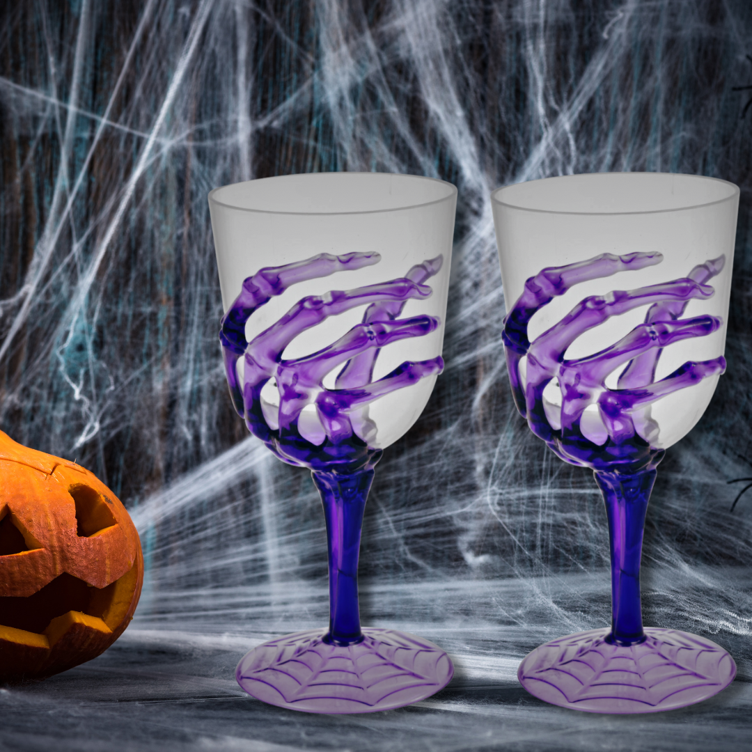 Eerie Purple Spooky Skeleton Hand Plastic Goblet - The Must-Have Halloween Drinkware
