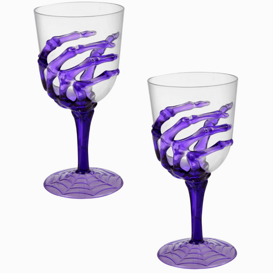 Eerie Purple Spooky Skeleton Hand Plastic Goblet - The Must-Have Halloween Drinkware