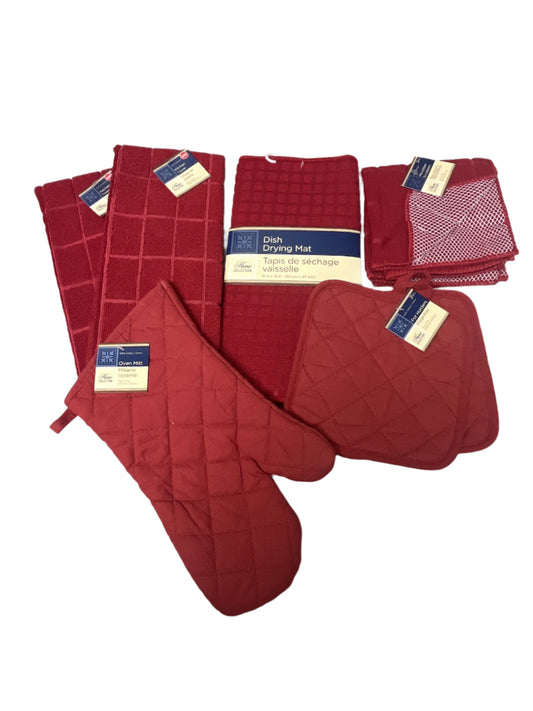 Red Kitchen Linens - 8 Piece Set
