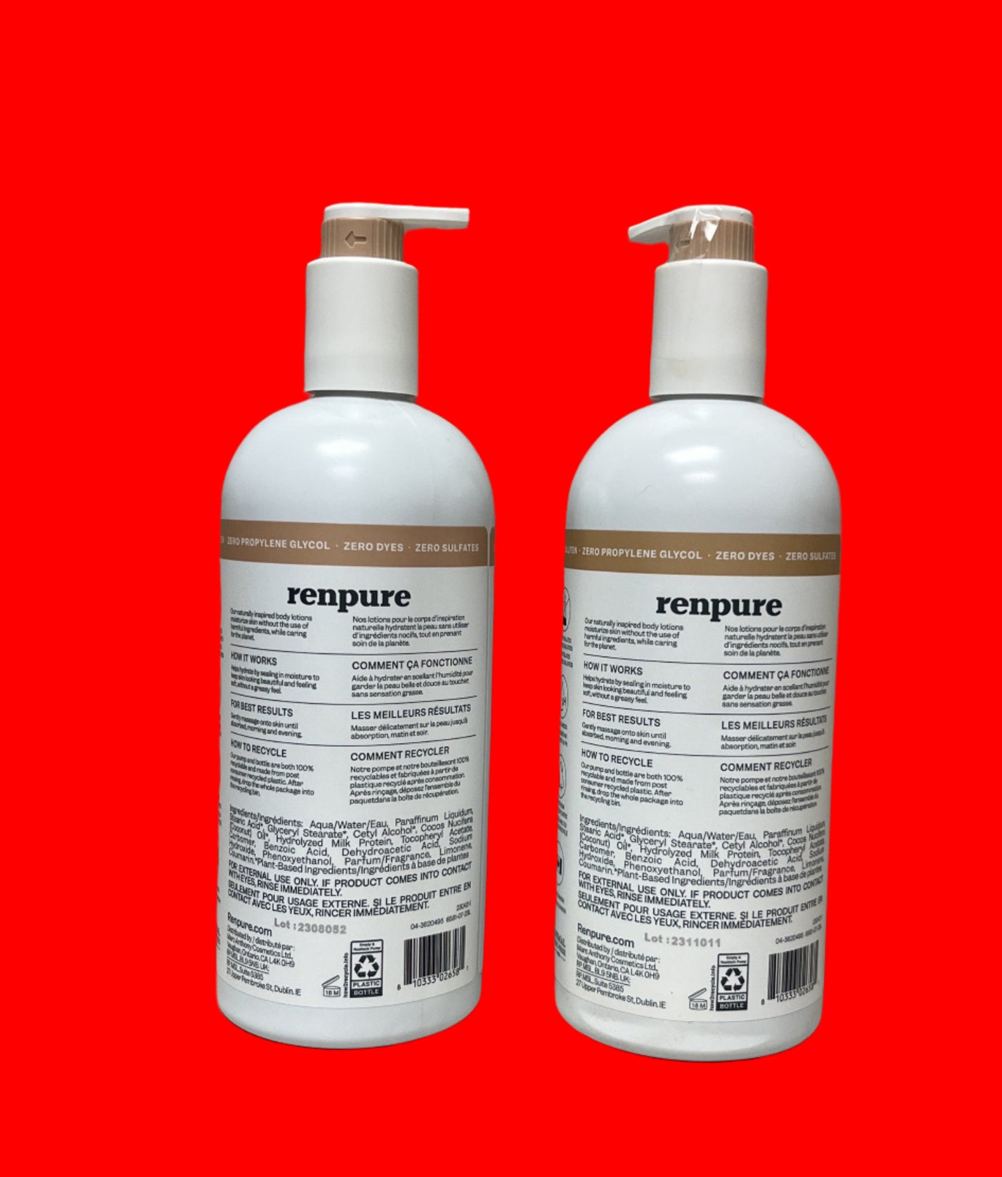 Renpure Coconut Milk & Vitamin E Body Lotion, 24 Ounce - Pack of 2