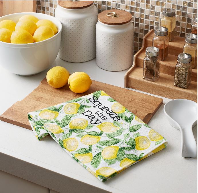 Lemon Themed Kitchen Towel Set of 2, Squeeze the Day, Summer Decor