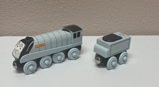 Thomas & Friends Wooden Train - Surprised Face Spencer + Spencer's Tender