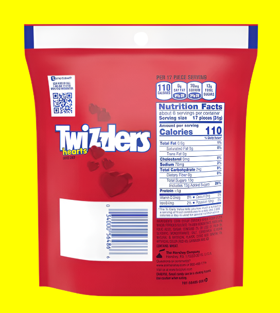 Twizzlers Cherry Flavored Hearts Valentine's Candy, Bag 7.1 oz - 2 Pack