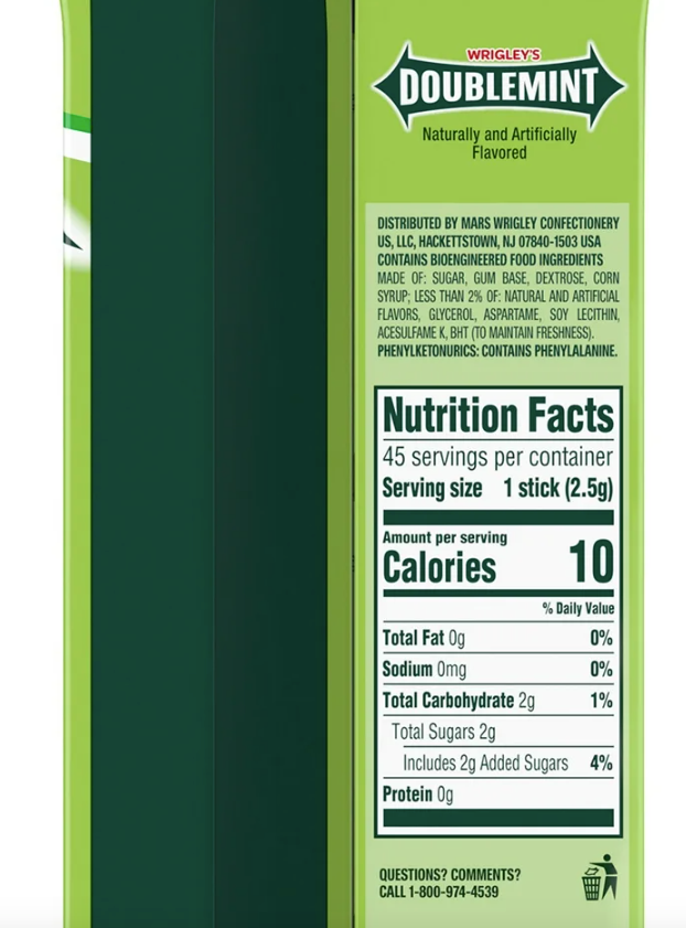 Wrigley's Doublemint Chewing Gum - Case of 20/3 Packs (6/8/25)