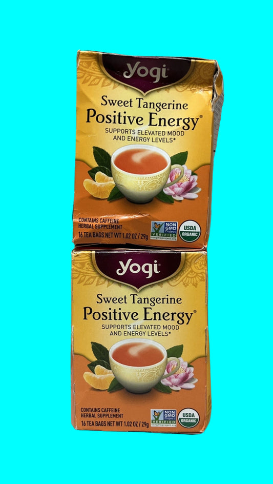 Yogi Positive Energy Herbal Tea Sweet Tangerine 16 Ct - 2 Pack - BOX DAMAGE