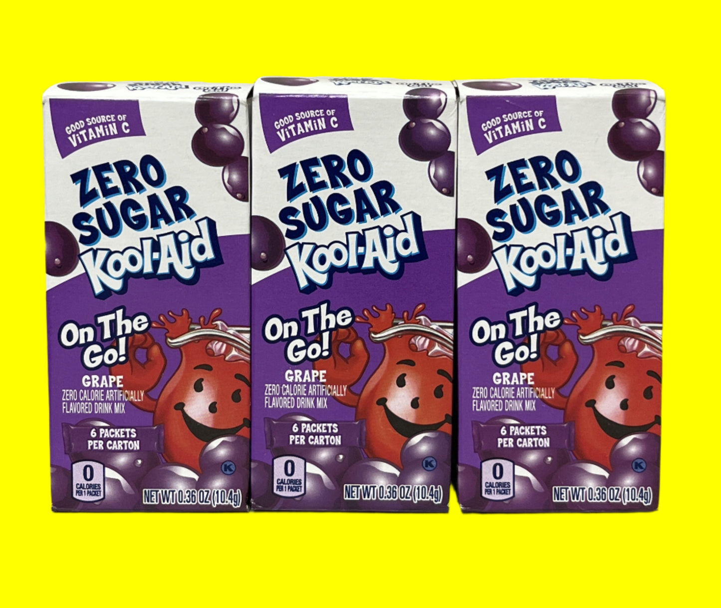 Kool-Aid Sugar-Free Grape On-The-Go Powdered Drink Mix 6 Count (Pack of 3)